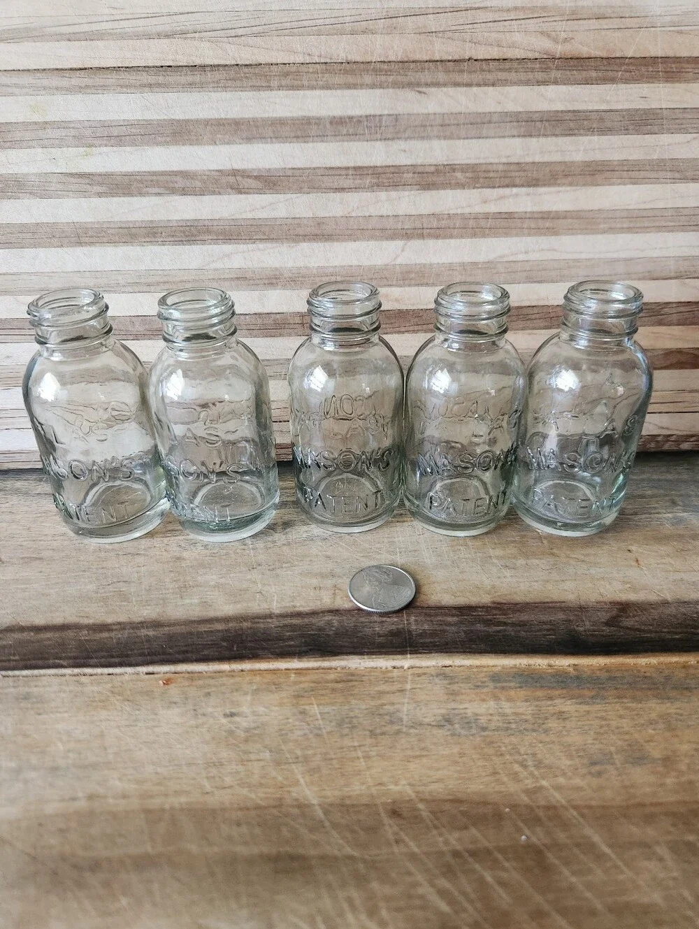 Vintage Atlas Mason Bottles 3 oz. 5 total